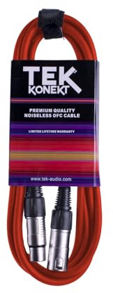 Premium XLR Cable for a Clear Audio Signal with Balanced Male to Female Microphone Lead, plus Cable Tie, for professional DJ, stage and studio (Red, 6m)