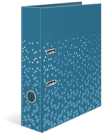 HERMA Ordner A4 Farbe Blau Set, 5 Stück, 7 cm breit, Kinder Ringordner mit Muster, einfarbiger Aktenordner mit glänzender Veredelung und Innendruck für Jungen und Mädchen