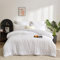 Gezu Seersucker Housse de Couette 220x240cm Blanc Gaufré Carreaux Structuré Parure de lit 2 Personnes Adulte Set de Housse Couette en Doux Microfibre avec 2 Taie d'oreiller 65x65 avec Fermeture Éclair