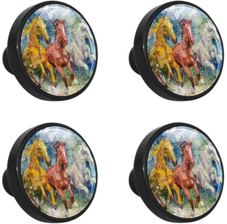 VAPOKF Lot de 4 poignées de tiroir en verre cristal pour armoires de cuisine, commode, armoire, peinture à l'huile