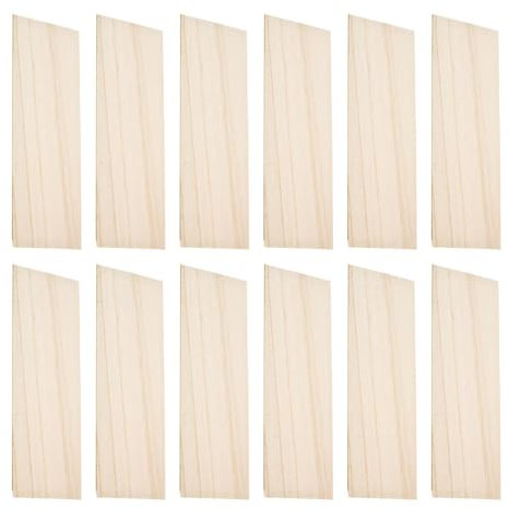 Paquete de 12 hojas de madera de balsa (200 x 100 x 1 mm), ideal para decoración del hogar, artes y manualidades, proyectos de bricolaje, modelos de manualidades, pintura y grabado
