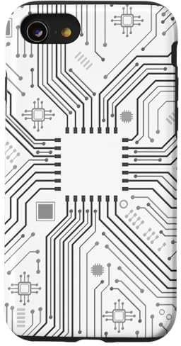Placa base Microchip Circuito Blanco Fondo de computadora TI Carcasa para iPhone SE (2020) / 7 / 8