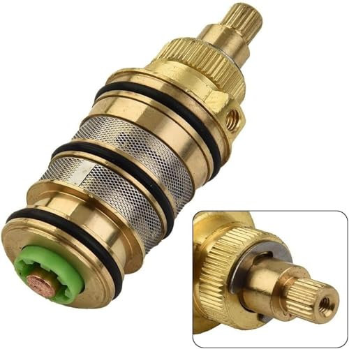 Thermostatic Shower Cartridge, Compatible with Most Shower Valves Replacement Brass Thermostatic Cartridge for Mixer