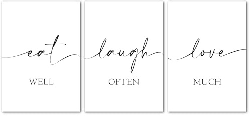 LAVEMA Küchenbilder Minimalistisch Modern Wanddeko Esszimmer Poster Set A4 (21x30cm) Bilder Küche Sprüche Bilderwand stilvolle Küchendeko Kitchen Wandbilder Schwarz Weiß Wandposter ohne Bilderrahmen