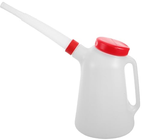 WRITWAA Injecteur D'huile Moteur en Plastique Rouge 5l avec Bec Long Précis, Récipient Doseur Polyvalent pour Voiture, Moto et Bateau, Graisseur pour Machine à Coudre, Outil Réutilisable