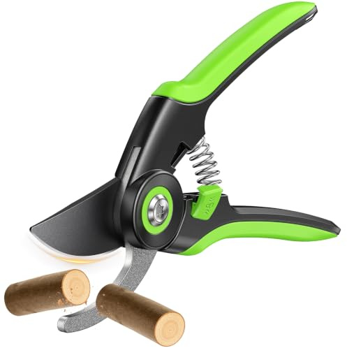 Rolgno Bypass Garden Secateurs, SK5 Steel Garden Scissors & Pruning Shears | Secateurs Heavy Duty, Upgraded 0.5s One-Handed Unlock Design, Ergonomic Handle, Labor-Saving, for 20mm Fresh Branch Flower