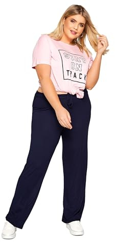 Yours Curve Wide Leg Pull On Stretch Jersey Yoga Pants - Women's - Plus Size Curve