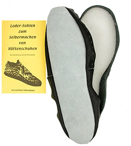 ® Ledersohlen von Langlauf Schuhbedarf für Hüttenschuhe DIY Hüttenschuhsohlen mit Strickanleitung Echtleder (40/41)