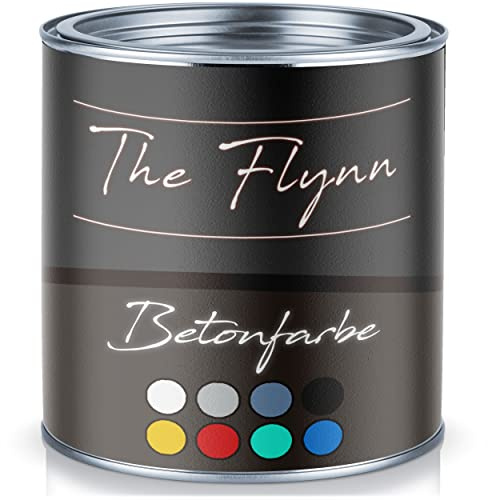 The Flynn Betonfarbe hochwertige Bodenfarbe Fassadenfarbe Hoch-elastische Kunststoffbeschichtung ohne Grundierung auf Boden und Wand aus Beton Putz Zement Mauerwerk Stein (2,5 L, Schwarz (RAL 9005))