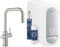 GROHE Blue Home- Starter Kit (U- Auslauf, 3 gefilterte und gekühlte Wasserarten, Schwenkbereich 360°, mit herausziehbarem Mousseur), supersteel, 31543DC0