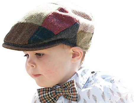 Hanna Hats Vintage Tweed Kinder Patch Cap (Braun Patch, M)