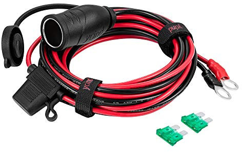 YCIND 3/8 Ring Eyelet Terminal to Female Cigarette Lighter Socket Battery Boost Cable Heavy Duty 30A Fuse 12V/24V 12AWG Cord 6Ft