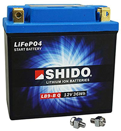 Shido LB9-B Q Lightweight 12v Lithium Ion Motorcycle Battery (Quad Terminal)