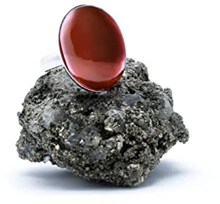 Bague en Argent 925 avec Agate Rouge (Pierre Naturelle) 18x13mm - Disponible dans toutes les tailles, Fixe ou Ajustable, du XS au XXL, Bagues Unisexes - Coffret Cadeau Gratuit