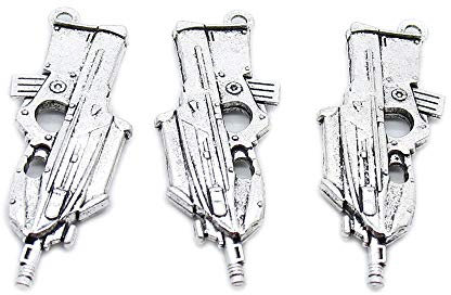 Antiker Silberton Schmuck Charms Handwerk Kunst Basteln Perlen Zubehör BH6G2O Waffe Automatik Gewehr silberfarben antik-optik