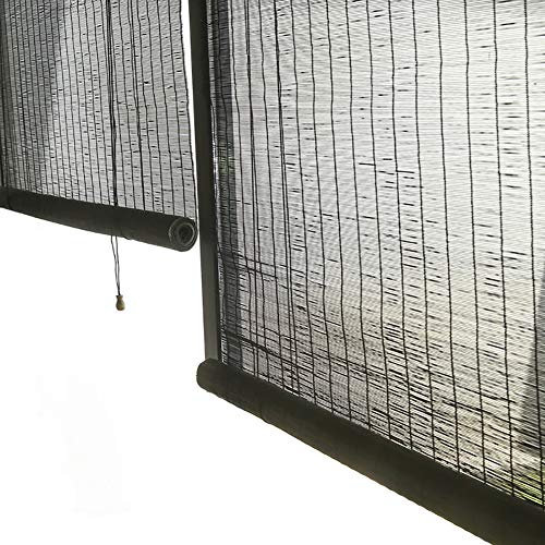 Lqqdp Bambusrollo Rollos Schwarze Außenrollos, Lichtfilterung Rollos Im Japanischen Stil/Anschluss, für Pergola Garden Hotel Badezimmer, 60/80/100/120/140 cm Breit (Size : 60x140cm)
