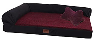 RAIKOU Weiches Hundebett, Hundekissen mit kuscheligem Plüsch, gepolstertes waschbares Haustierbett Hundesofa Hundekorb（Dunkelrot Melange, 100x80x9cm, Hundekissen, 35x30cm）