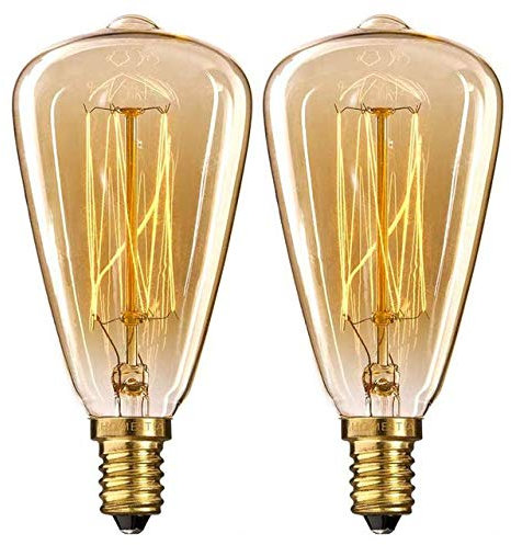 Aidencor Vintage Edison Light Bulb 40W Dimmable Candle Bulb Retro E14 Screw Decorative Filament Light Bulb ST48, Pack of 2