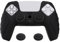 PlayVital Funda de Silicona para ps5 Mando - Carcasa de Goma Antideslizante con Tapas para Joysticks, Protector Tacto Suave, Accesorio Compatible con ps5 - Edición Knight (Negro)