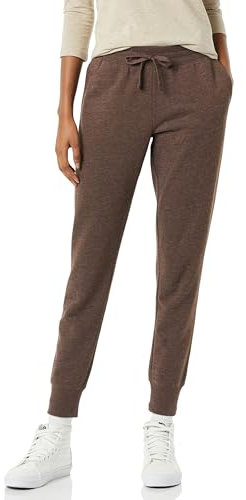 Amazon Essentials Women's Fleece Cuffed Jogging Bottoms (Available in Plus Size), Brown Heather, M