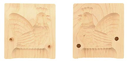 2x HOFMEISTER® Butter-Klappform, 2-teilig, Hahn, 12 cm, handgeschnitzt in Deutschland, Butterform zum Verzieren & Dekorieren, hygienisches Butter-Model, aus heimischem Ahorn-Holz