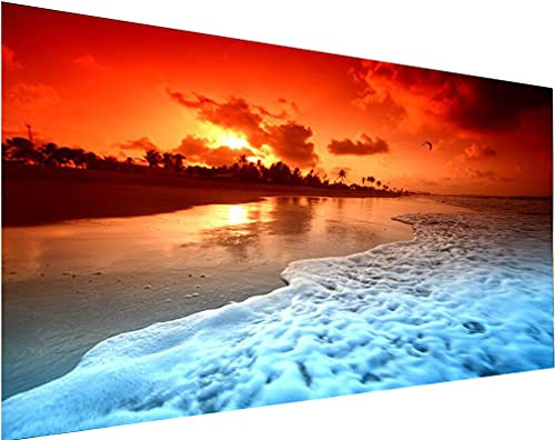 YALKIN 5D Diamond Painting Großes XXL 40x90cm Diamant Painting Bilder Sonnenuntergang am Meer Diamond Art Erwachsene Full DIY Diamant Kunst Malerei Stickerei Set Kreuzstich Bilder Home Wand Dekor