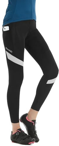Santic Fahrradhose Damen Gepolstert Lang - Radhose Lang, Radlerhose Gepolstert Schwarz EU XL