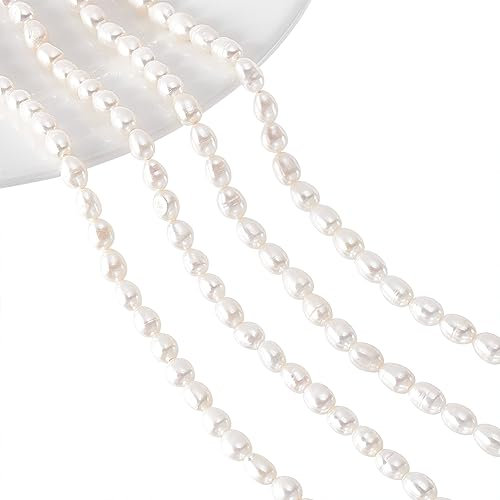 nbeads 2 Stränge ca. 100 Stück Natürliche Kultivierte Süßwasserperlen, 4~5mm kleine Weiß Natürliche Ovale Reis Süßwasserperlen zum auffädeln DIY Armbänder Halsketten Ohrringe Schmuckherstellung