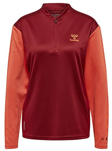 hummel Damen Hmlongrid 1/2 Zip Poly Wo Sweatshirt, Rhubarb/Nasturtium, S EU