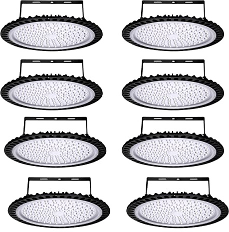 Hondony 8 Stück LED Deckenleuchte Werkstatt, UFO Industrielampe, 500W Hallenstrahler, 6500K Kaltweiß High Bay Licht, IP67 Wasserdicht, Strahler Hallenbeleuchtung