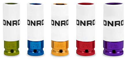 VONROC Steckschlüssel-Satz - Universal - ½ Zoll - 5-TLG: 15, 17, 19, 21 und 22mm | Mit Teflonhülse