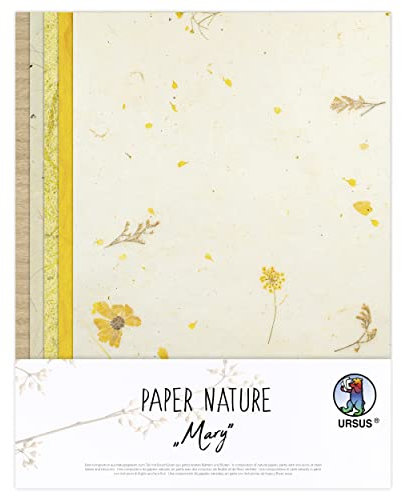 Ursus 61620001 - Naturpapiere Mary, 10 Blatt, 23 x 33 cm, mit Graspapier und Strohseide, für kreative Bastelarbeiten