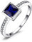 JewelryPalace Quadrat Erstellter Saphir Ring Damen, Blau Stein Schmuck Set, Verlobungsring Solitär Ring Silber 925 Damen Ring Mit Stein, Silberringe Damen 925 Ringe Frauen Zirkonia Damenring 51