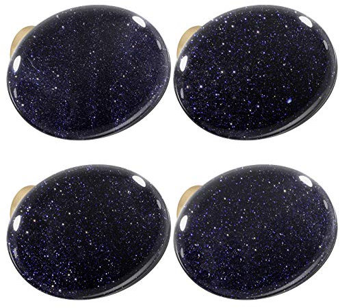 mookaitedecor Set of 4 40mm Blue Sandstone Crystal Drawer Knobs with Screws, Healing Stones and Crystals, Oval Decorative Stones Pull Handles for Cabinets Cupboard Wardrobe Home Kitchen