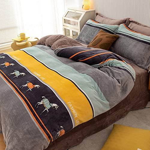 MAHPKYZ BettwäSche-Sets,Doppellagige Decke, Dicke, künstliche Lammwolle, Winterschlaf, Korallenvlies, Warmer Flanell-Bettbezug, Steppdecke, gemütlich, bequem,Tochter Frau Geschenk