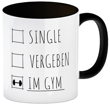 speecheese Single, vergeben oder im Gym Fitness Kaffeebecher Schwarz