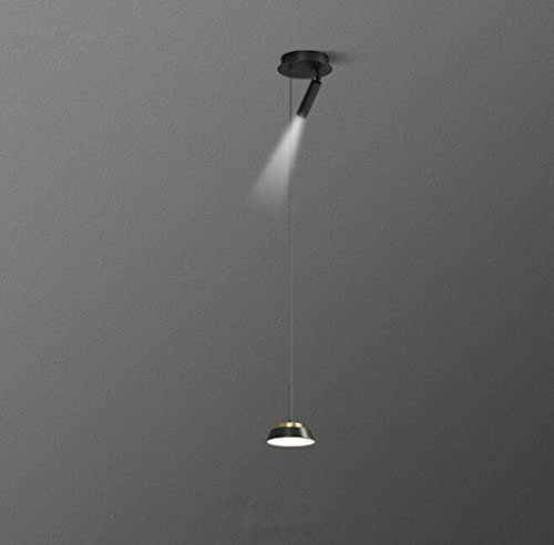 SXYSXYSXY LED Pendelleuchte 8W Schwarz Hängeleuchte Moderne Nordic Nachttisch Schlafzimmer Pendellampe Mit Scheinwerfer 4500K Acryl Hängelampe für Wohnzimmer Kücheninsel Loft Ø15cm