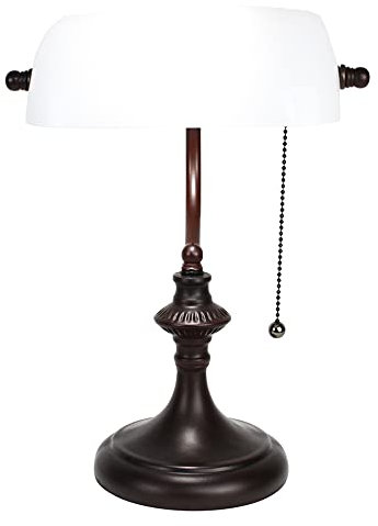 Clayre & Eef Tischlampe 26x16x38 cm Weiß Metall Glas Schreibtischlampe