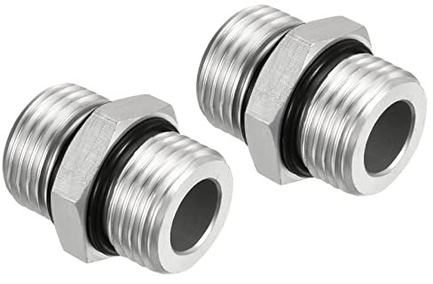 PATIKIL G1/2 x G1/2 Außengewinde Rohradapter 2 Pack Sechskant Nippel-Rohrverschraubung Silberton