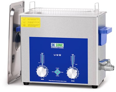 DK SONIC Nettoyeur à Ultrasons 6L, Nettoyeur à Ultrasons Commercial 180W Avec Minuterie Codée, Chauffage Et Panier, Fonctions Multiples Pour Carburateurs, Moteurs De Moto, Carburateurs