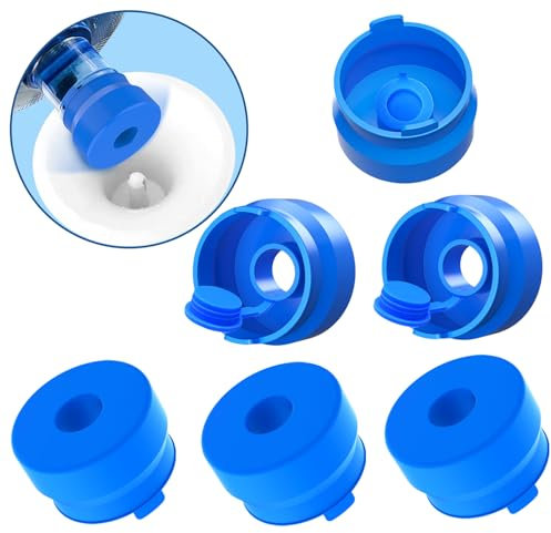 MYLOLF [6 Stück] 3 & 5 Gallonen Wasserkrug-Kappe, wiederverwendbare lebensmittelechte Silikon-Ersatzkappe für 55 mm Standard-/Schraubverschluss-/Kronendeckel, auslaufsicher und auslaufsicher