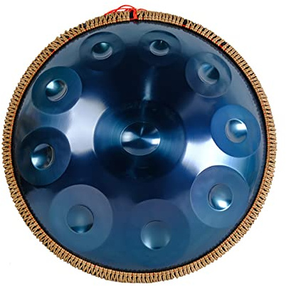 Tongue Drum Steel 55.9 cm 10 Note Steel Tongue Drum Percussion Instrument Lotus Hand Pan Drum with Ultra Wide Range and Drum Mallets Carry Ba