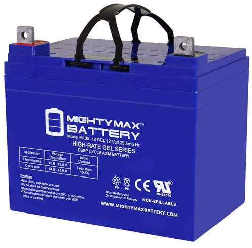 Mighty Max Battery ML35-12 GEL - 12 Volt 35 AH, GEL Type, Nut and Bolt (NB) Terminal, Rechargeable AGM Battery