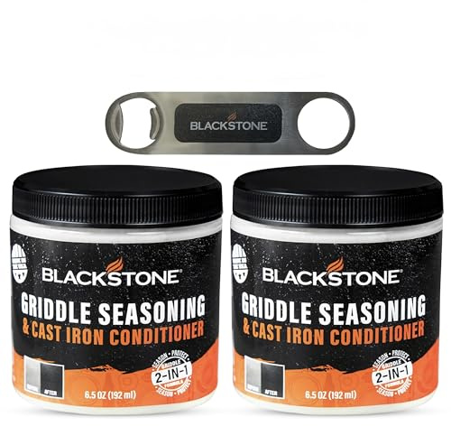 Blackstone 2-IN-1 Griddle & Cast Iron Seasoning Conditioner 6.5 OZ– Effective Seasoning Rub Formula – Food Safe – Easy to Use Cleaner & Conditioner – with Satisfying Customers Travel Tissue (2Pack)