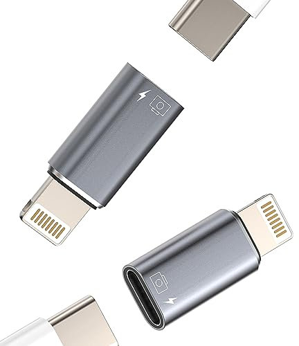 Adaptateur OTG Audio USB C vers Lightning(Lot de 2) iPhone Chargeur Cable USBC Femelle Jack Apple Mâle Prise Convertisseur Mini Type Camera Flash Disque Adapter pour 14 13 12 11 Pro Max X Ipad Air