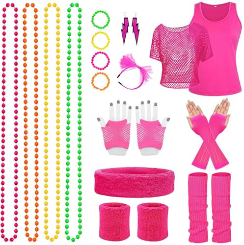Bocguy 90er und 80er Jahre Outfit Damen, Jahre Accessoires, Geeignet für 80er und 90er Jahre Maskerade, Karneval, Mardi Gras Partys