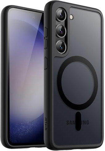 JETech Magnetisch Hülle für Samsung Galaxy S23+ / S23 Plus 5G 6,6 Zoll, Kompatibel mit MagSafe, Transluzente Matt Rückseite Stoßfeste Handyhülle (Schwarz)