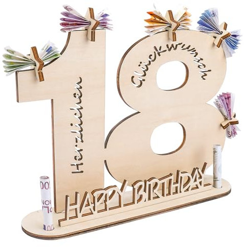 ENLACE Holzschild Gästebuch, 18 Geburtstag Mann Frau Deko, Holz Schild Gästebuch mit Ständer und 5 Holzpentagramme Deko Geburtstagsgeschenk, Geburtstag Deko für Frauen & Männer
