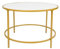 HUOLE Table Basse Salon, Meuble de Salon en Verre, Cadre en AER, Table Basse Ronde, Table de Salon,φ70*45,5 cm - Planche de Bois