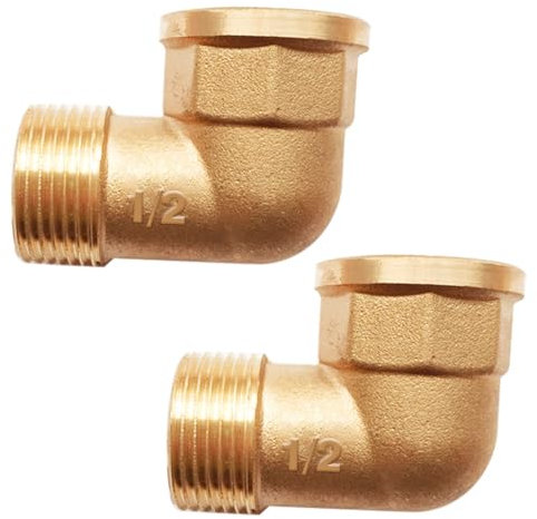 2 Stück Messing Winkel 90° G1/2 IG/AG,DN15,Messing Winkel 90° G1/2 Zoll (IG Ø 19,5mm x AG Ø 20,3mm) Innen und Außengewinde,Bogen 90 grad IG/AG Messing, Gewindefitting für Trinkwasser geeignet